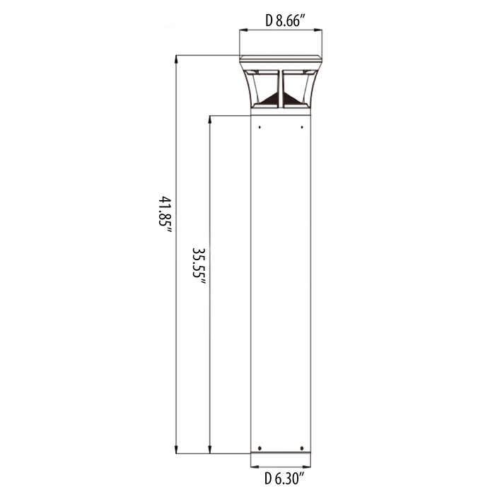 Amber Bollard 24W, 42 Inches, Flat top, Adjustable Lumen