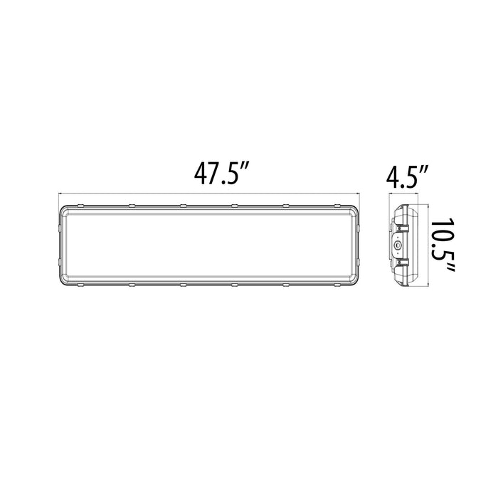 Vapor Tight G2 200W, 4 feet, Dimensions for installation