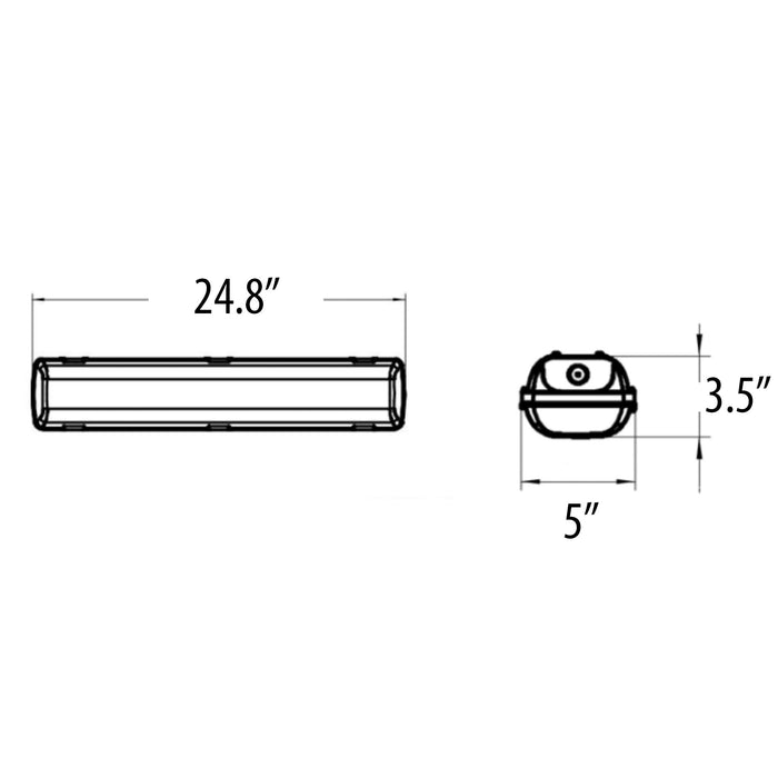 Vapor tight 30W, Adjustable Lumen, Adjustable color temperature, 2 feet, dimensions for application