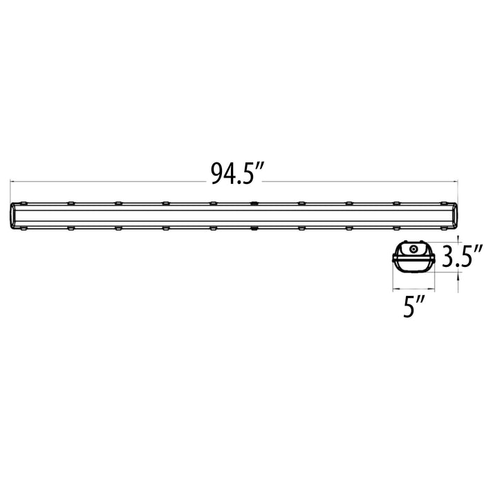 Vapor Tight G2, Adjustable Lumen, Adjustable Color temperature, 8 feet, Dimensions for installation